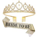 Bride to Be set met diadeem en sjerp deLuxe goud glitter, Kleding | Dames, Verzenden, Nieuw, Overige kleuren, Accessoires