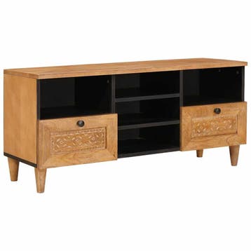 vidaXL TV-kast met lade met plank 100 x 33 x 46 cm Massief, Huis en Inrichting, Woonaccessoires | Cd- en Dvd-rekken, Verzenden