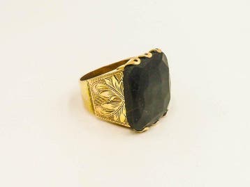 Ring - 14 karaat Geel goud - Onyx, Nieuw