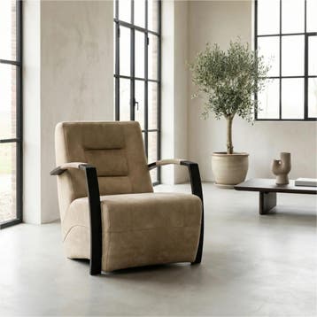 Leren fauteuil Magnificent - Kenia Taupe (taupe/bruin), Nieuw, Ophalen of Verzenden, 50 tot 75 cm, Industrieel, Modern