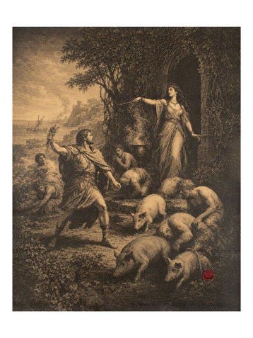 Odysseus en Circe – De Gebroken Betovering – Druk op leer -