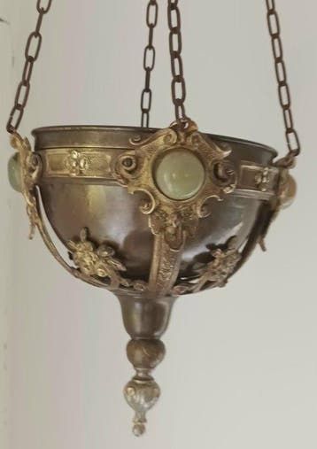 Godslamp - Verguld brons - Antieke Bronzen Godslamp