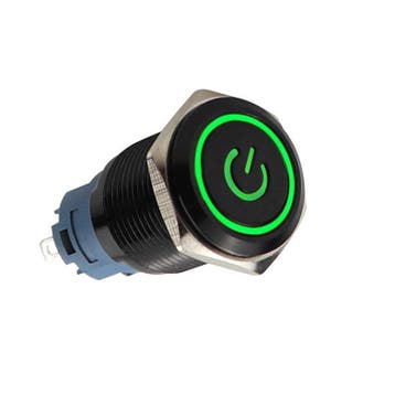 Push schakelaar 19mm - groene LED verlichting – Power, Ophalen of Verzenden, Nieuw
