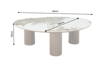 Salontafel ORGANIKO 110cm wit bruin keramiek look met, Ophalen of Verzenden, Nieuw