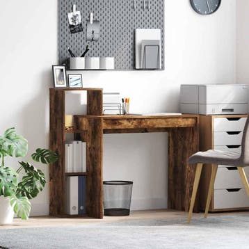 vidaXL Bureau Gerookt eiken Bewerkt hout 100 x 40 x 90 cm, Verzenden, Nieuw