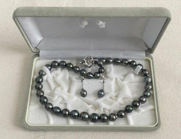 Halsketting Zilver Parel - Ketting met oorbellen, Sieraden, Tassen en Uiterlijk, Kettingen, Nieuw
