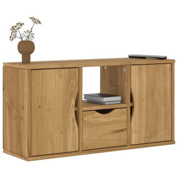 vidaXL Tv-meubel met lade ODDA 79x24x40 cm massief, Verzenden, Nieuw, Grenenhout