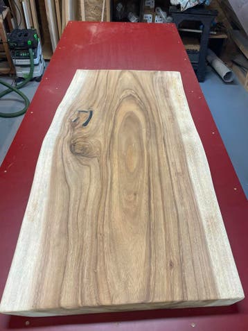 Suar boomstamblad 132 bij gem. 67cm, 6cm dik, nieuw, Nieuw, Ophalen of Verzenden, Plank, 50 mm of meer