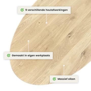 Eiken tafelblad ovaal - 4cm dik eiken, Huis en Inrichting, Verzenden, Nieuw