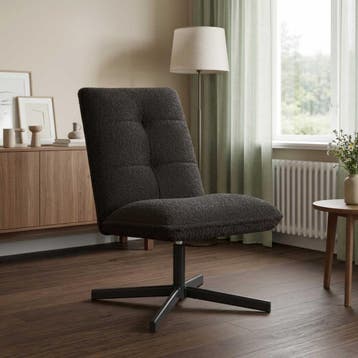 vidaXL Draaistoel Zwart Bouclé, Huis en Inrichting, Verzenden, Nieuw
