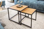 Design bijzettafels set van 2 SLIM LINE 50cm wild eiken, Ophalen of Verzenden, Nieuw