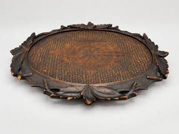 Antiek houten dienblad - Dienblad - Hout - Kerfsnede