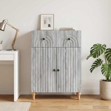 vidaXL Dressoir met lade Grijs sonoma 66 x 34,5 x 90 cm, Verzenden, Nieuw, Overige houtsoorten, Minder dan 50 cm