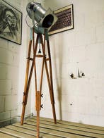 Statief vloerlamp - Vintage reflector op statief - Staal,