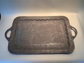 Dienblad - Brons - Vintage bronzen dienblad - 45 cm