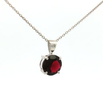 Zonder minimumprijs - Hanger Zilver - 3.00ct. tw. Granaat -
