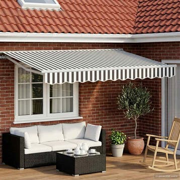 vidaXL Elektrisch Uittrekbaar Zonnescherm Antraciet en Wit 3, Verzenden, Nieuw