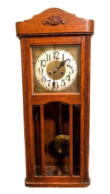 Slingerklok - Hout - 1920-1930, Antiek en Kunst, Antiek | Klokken