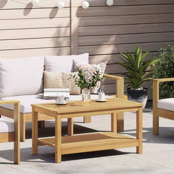 vidaXL Bijzettafel Olie naturel 90 x 50 x 45 cm Massief, Verzenden, Nieuw, Overige houtsoorten, 50 tot 100 cm
