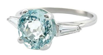 Ring - 18 karaat Witgoud Aquamarijn - Diamant, Nieuw