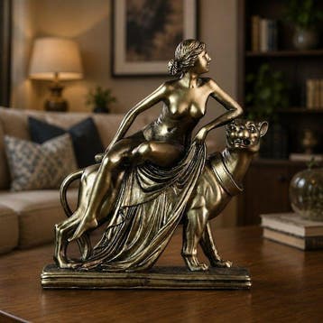 sculptuur, Riding Panther Sculpture Greek Mythology Venus