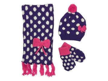 Winterset 3-delig - Stippen - Paars-Roze, Verzenden, Nieuw