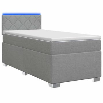 vidaXL Boxspring Bed met Matras en LED Lichtgrijs 90 x 200, Huis en Inrichting, Slaapkamer | Bedden, Verzenden, Nieuw