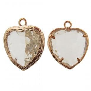 Bedel metaal hart cubic zirconia facet transparant rosé g.., Ophalen of Verzenden, Nieuw, Bedel