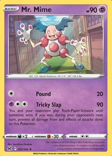 Mr. Mime 067/196 Lost Origin, Hobby en Vrije tijd, Verzamelkaartspellen | Pokémon, Ophalen of Verzenden, Nieuw, Losse kaart, Foil