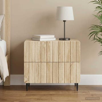 vidaXL Nachtkastje Sonoma Eiken 62 x 34,5 x 49,5 cm Bewerkt, Minder dan 45 cm, Verzenden, Nieuw, Minder dan 55 cm