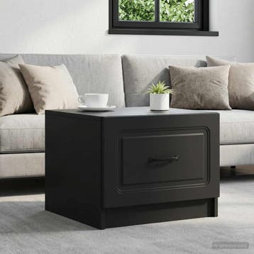 vidaXL Salontafel met lade Zwart 49 x 50 x 37 cm Bewerkt, Verzenden, Nieuw, Overige houtsoorten, 50 tot 100 cm
