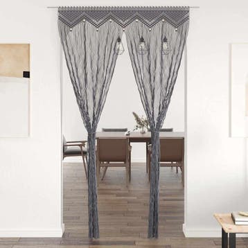 vidaXL Gordijn macramé 140x240 cm katoen antraciet, Verzenden, Nieuw