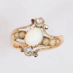Ring - 18 karaat Geel goud - Diamant - Antiek 1900s, opaal, Nieuw