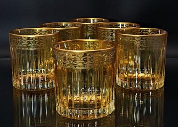 Artemisia - Drinkset (6) - Kristal, gouden zecchino - Whisky