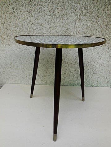 Bijzettafel - Hout, Resopal,Edelholz - Vintage nierentisch