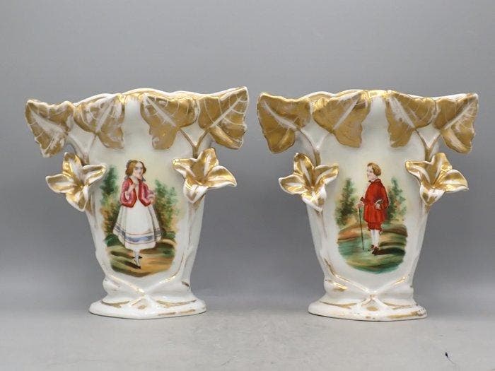 Vieux Bruxelles (attr.) - Vaas (2) - Porselein, Antiek en Kunst, Antiek | Glas en Kristal