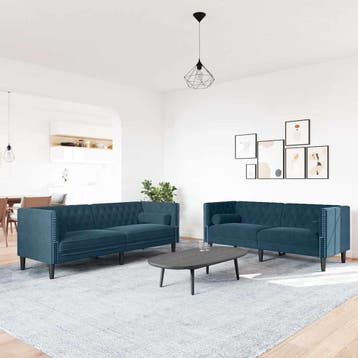 vidaXL 2-delige Loungeset Chesterfield met bolsters fluweel, Verzenden, Nieuw, Vierpersoons of meer, Stof
