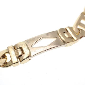 Bicolor gouden schakelarmband met wiebertjes, Sieraden, Tassen en Uiterlijk, Armbanden, Ophalen of Verzenden, Gebruikt, Goud, Goud