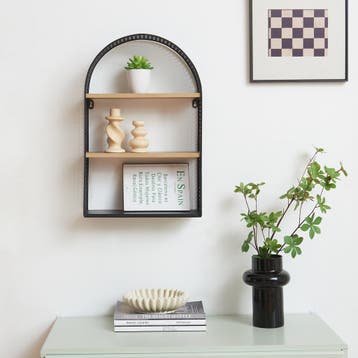 Wandrek Jäller met 3 planken 53x35x14 cm zwart en houtkleuri, Huis en Inrichting, Woonaccessoires | Wandplanken en Boekenplanken