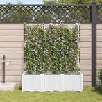 vidaXL Tuin Bloempot 3 pcs Wit Kunststof, Kunststof, Verzenden, Minder dan 60 cm, Nieuw