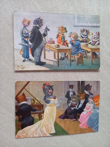 Nederland en diverse landen - Fantasie - Aangeklede katten, Gelopen