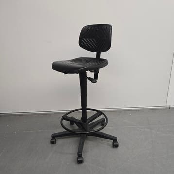 Labkoo hoge werkplaatsstoel - zwarte PU kunststof zitting, Ophalen of Verzenden, Nieuw