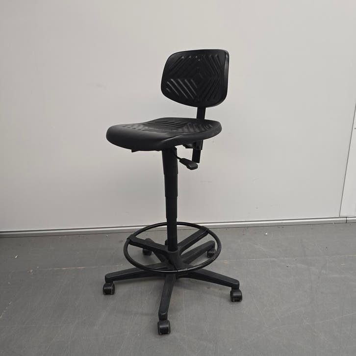 Labkoo hoge werkplaatsstoel - zwarte PU kunststof zitting, Huis en Inrichting, Stoelen, Ophalen of Verzenden