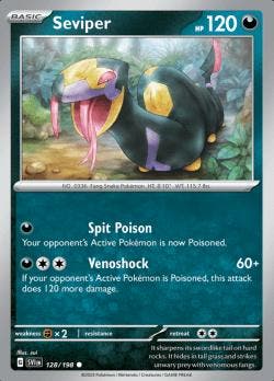 Seviper 128/198 reverse holo Scarlet en Violet, Ophalen of Verzenden, Nieuw, Losse kaart, Foil