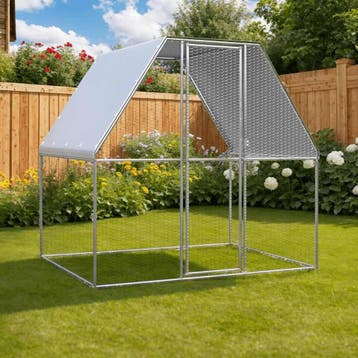 vidaXL Kippenkooi 2x2x2 m gegalvaniseerd staal zilverkleurig, Verzenden, Nieuw