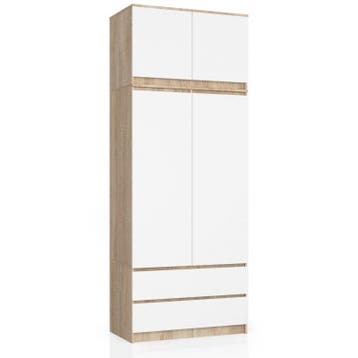 Kledingkast eiken wit XL lades Licht eiken wit (Slaapkamer), Nieuw, 50 tot 100 cm, Met lade(s), Overige houtsoorten