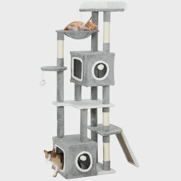 PawHut Kattenkrabpaal 165 cm Grijs - Klimtoren met Krabpalen
