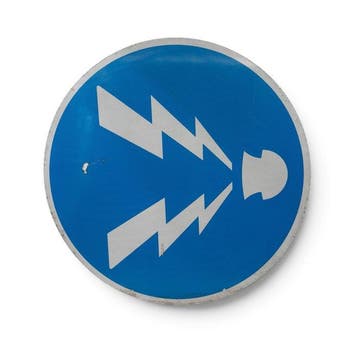 Japans verkeersbord Claxon verplicht (), blauw met, Antiek en Kunst, Antiek | Wandborden en Tegels