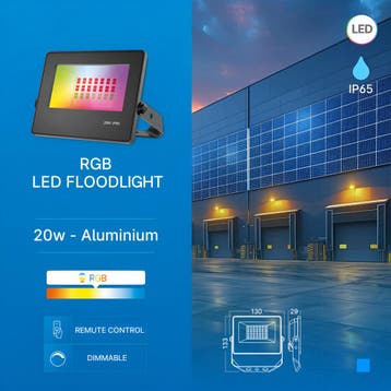 LED Breedstraler RGB met Afstandsbediening - Brinton Zentor, Ophalen of Verzenden, Nieuw, Lamp met armatuur