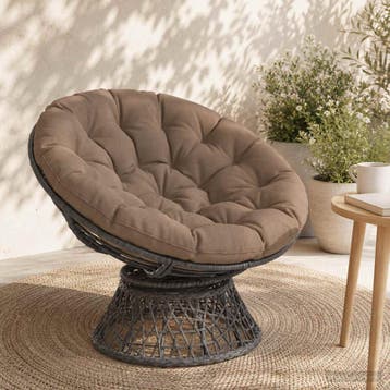 vidaXL Papasan Stoel Kussen VIANEN 100% Polyester Taupe Ø, Huis en Inrichting, Verzenden, Nieuw